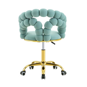 English Elm Modern Velvet Bubble Back Swivel Chair Glam Upholstered Seat for Vanity or Desk Gold,Teal W3875P442947