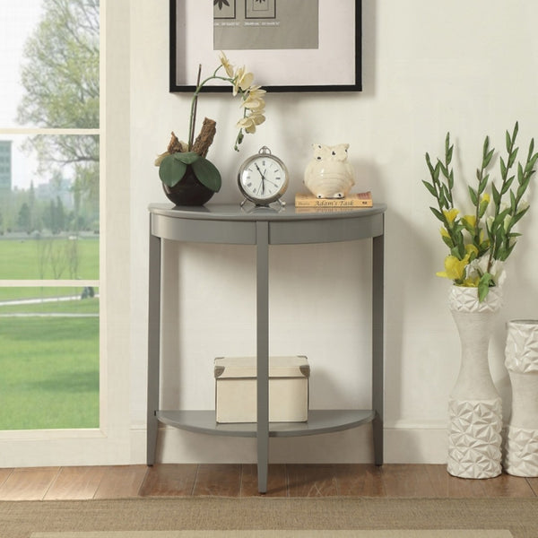 English Elm Justino Half Moon Console Table Gray Melamine Pine Legs Open Shelf Entryway Accent B2726P419746