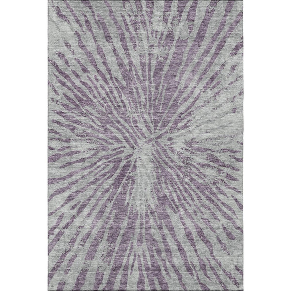 HomeRoots 5' X 8' Washable Purple and Gray Zebra Print Area Rug with UV Protection for Easy Maintenance & Style 666400