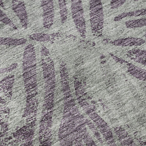 HomeRoots 8' Purple Zebra Print Washable Round Rug - Durable, Stylish, UV Protected for High-Traffic Areas 666401