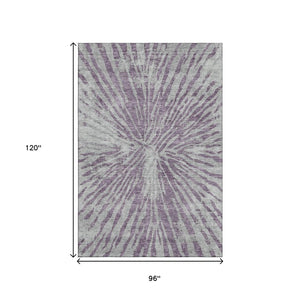 HomeRoots 8' X 10' Stylish Purple and Gray Zebra Print Area Rug – Washable, UV Protected, and Durable Design 666402