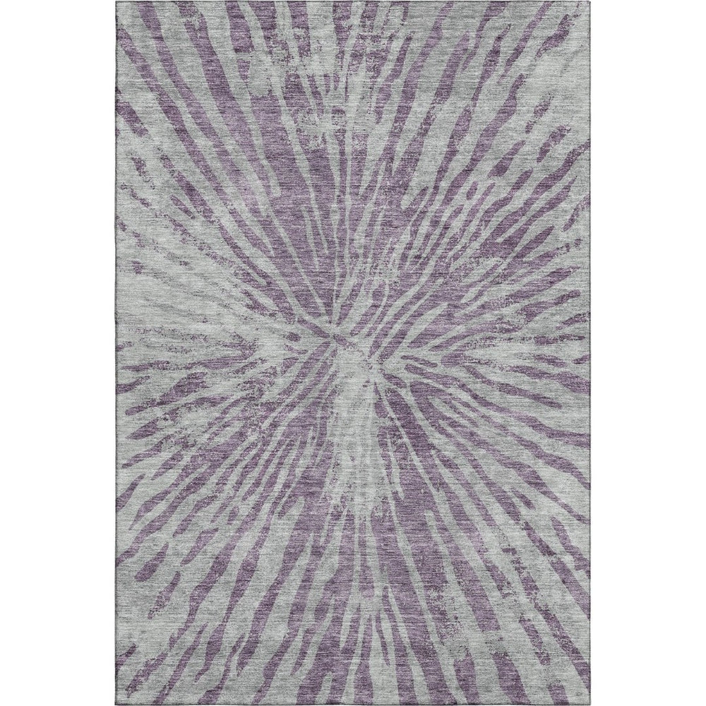 HomeRoots 8' X 10' Stylish Purple and Gray Zebra Print Area Rug – Washable, UV Protected, and Durable Design 666402