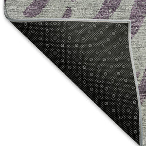 HomeRoots 10' X 14' Purple and Gray Zebra Print Washable Area Rug – Stylish, Durable, UV Protected for Homes 666404