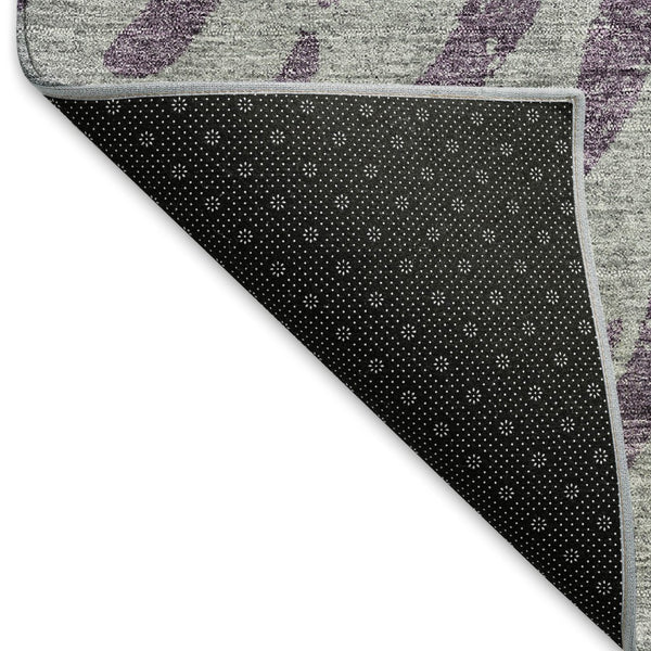 HomeRoots 10' X 14' Purple and Gray Zebra Print Washable Area Rug – Stylish, Durable, UV Protected for Homes 666404
