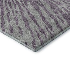 HomeRoots 10' X 14' Purple and Gray Zebra Print Washable Area Rug – Stylish, Durable, UV Protected for Homes 666404
