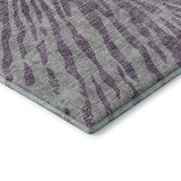 HomeRoots 10' X 14' Purple and Gray Zebra Print Washable Area Rug – Stylish, Durable, UV Protected for Homes 666404