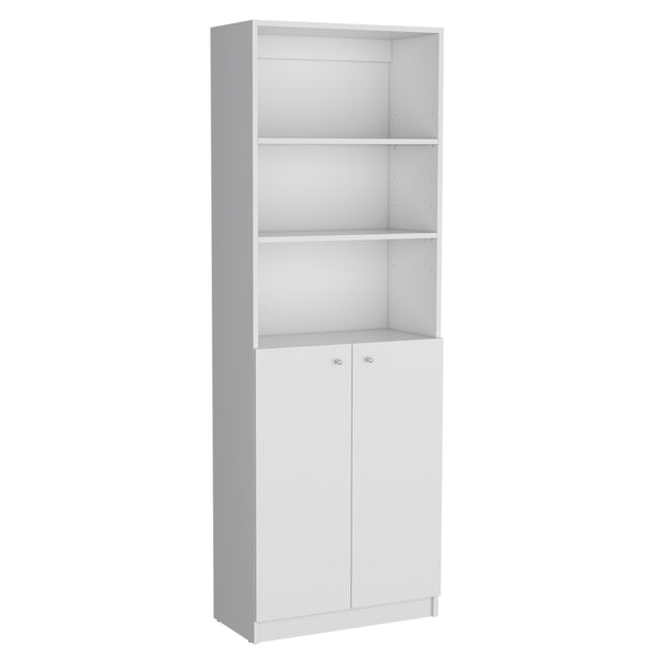 English Elm Dupree 4-Piece Home Bookcase Set with 17 Shelves & Double-Door Cabinet, Stylish Durable Storage Solution White 41 L x 28 W x 5 H B200S00364