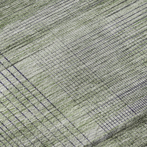 HomeRoots 8' Stylish Artichoke Green and Gray Striped Washable Round Rug – UV Protected & Pet Friendly! 666419
