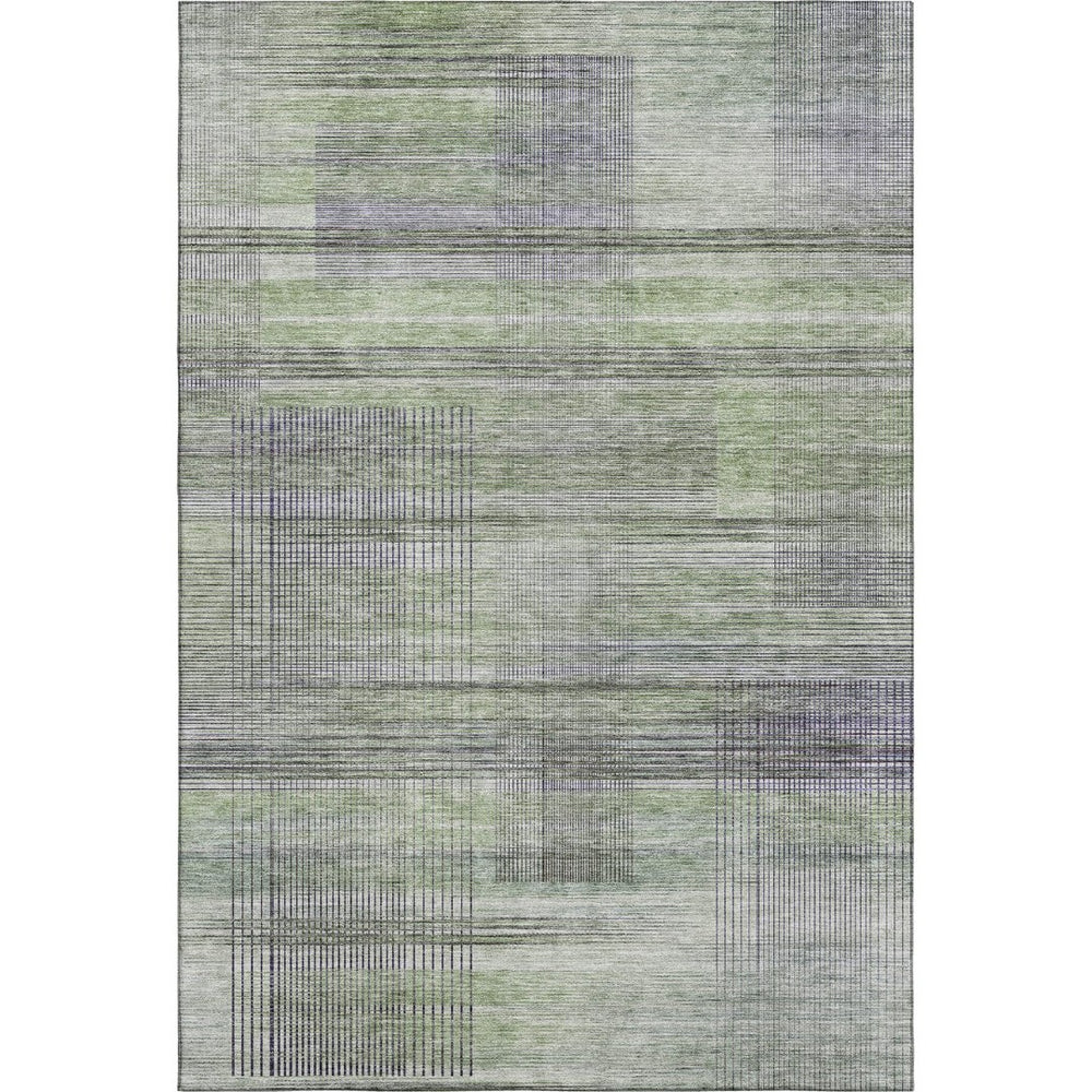 HomeRoots 8' X 10' Artichoke Green Striped Area Rug - Washable, UV-Resistant, Soft, Durable, Family-Friendly! 666420