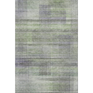 HomeRoots 8' X 10' Artichoke Green Striped Area Rug - Washable, UV-Resistant, Soft, Durable, Family-Friendly! 666420