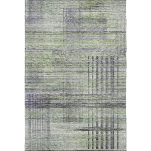 HomeRoots 8' X 10' Artichoke Green Striped Area Rug - Washable, UV-Resistant, Soft, Durable, Family-Friendly! 666420