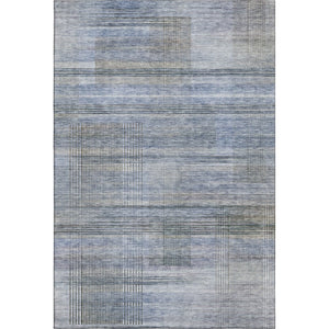 HomeRoots 5' X 8' Blue And Gray Striped Area Rug – Stylish, Washable, UV-Protected, Stain-Resistant Comfort! 666424