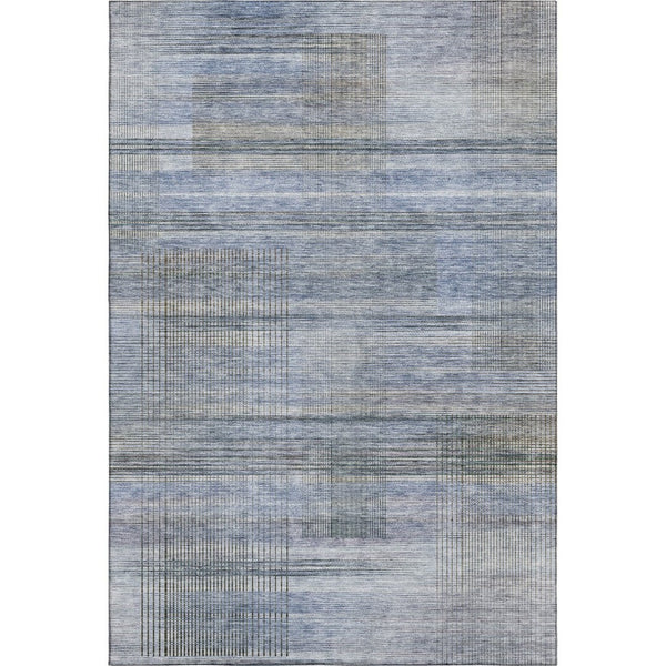 HomeRoots 5' X 8' Blue And Gray Striped Area Rug – Stylish, Washable, UV-Protected, Stain-Resistant Comfort! 666424