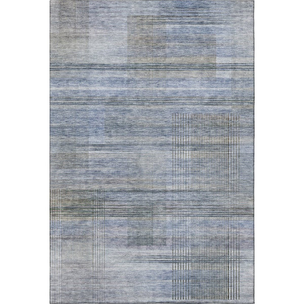 HomeRoots 5' X 8' Blue And Gray Striped Area Rug – Stylish, Washable, UV-Protected, Stain-Resistant Comfort! 666424
