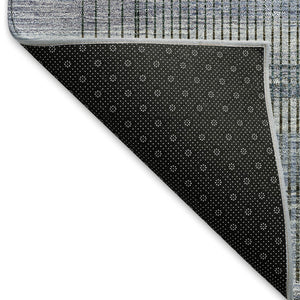HomeRoots 8' X 10' Blue and Gray Striped Area Rug - Durable, Washable, UV Protected for Indoor and Outdoor Use 666426