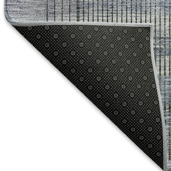HomeRoots 8' X 10' Blue and Gray Striped Area Rug - Durable, Washable, UV Protected for Indoor and Outdoor Use 666426