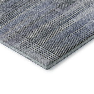 HomeRoots 8' X 10' Blue and Gray Striped Area Rug - Durable, Washable, UV Protected for Indoor and Outdoor Use 666426