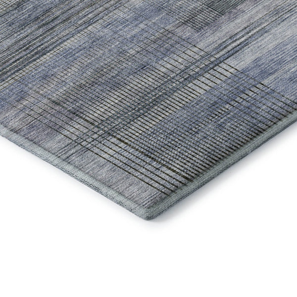 HomeRoots 8' X 10' Blue and Gray Striped Area Rug - Durable, Washable, UV Protected for Indoor and Outdoor Use 666426