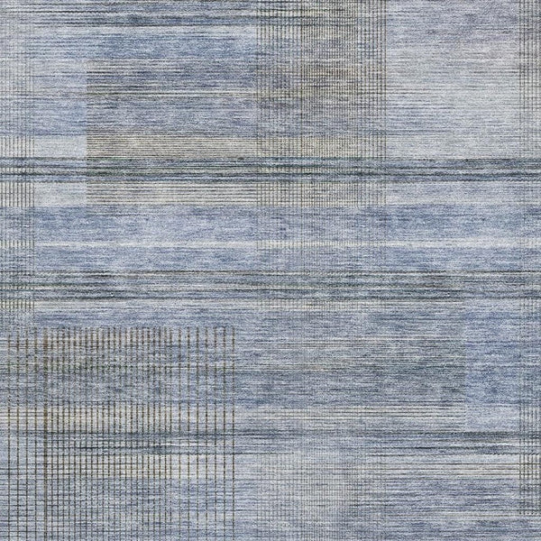 HomeRoots 8' X 10' Blue and Gray Striped Area Rug - Durable, Washable, UV Protected for Indoor and Outdoor Use 666426