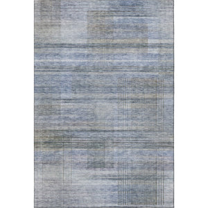 HomeRoots 8' X 10' Blue and Gray Striped Area Rug - Durable, Washable, UV Protected for Indoor and Outdoor Use 666426