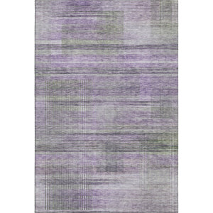 HomeRoots 8' X 10' Stylish Purple & Gray Striped Area Rug - Washable, UV Protected, Durable for Busy Homes 666444