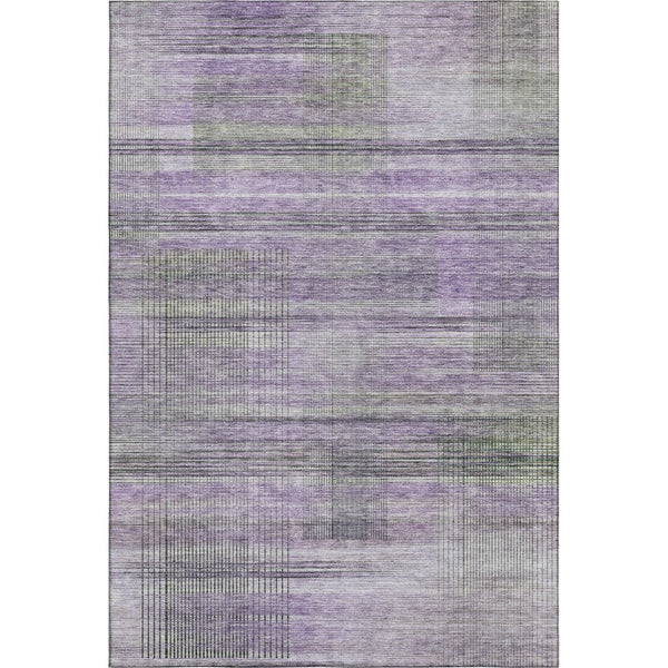 HomeRoots 8' X 10' Stylish Purple & Gray Striped Area Rug - Washable, UV Protected, Durable for Busy Homes 666444