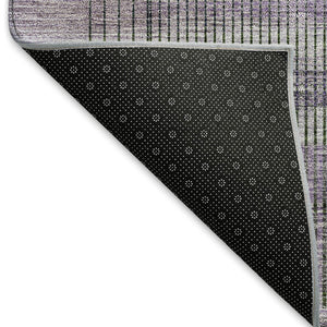 HomeRoots 8' X 10' Stylish Purple & Gray Striped Area Rug - Washable, UV Protected, Durable for Busy Homes 666444