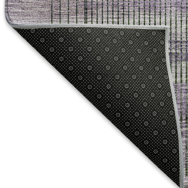 HomeRoots 8' X 10' Stylish Purple & Gray Striped Area Rug - Washable, UV Protected, Durable for Busy Homes 666444