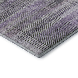 HomeRoots 8' X 10' Stylish Purple & Gray Striped Area Rug - Washable, UV Protected, Durable for Busy Homes 666444