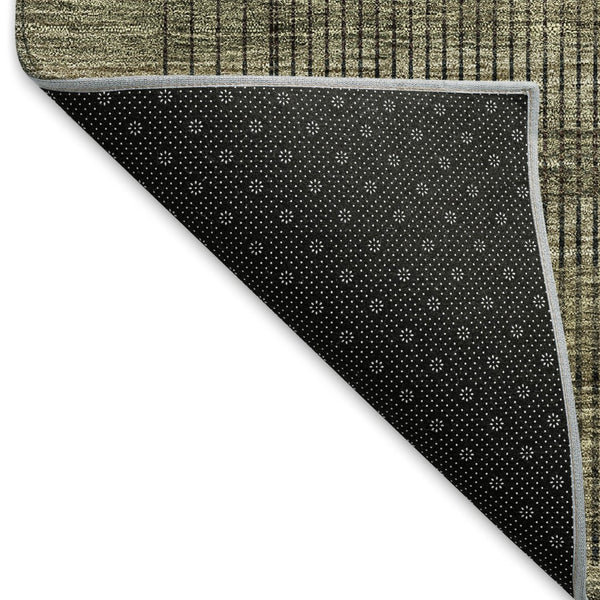 HomeRoots 8' Brown Beige and Gray Striped Round Rug – Washable, UV-Protected, Durable for Homes with Kids & Pets 666455