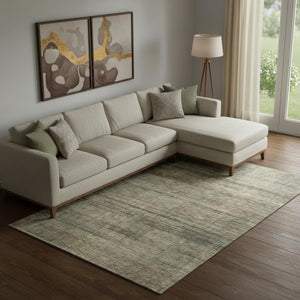 HomeRoots 8' X 10' Striped Area Rug in Brown, Beige & Gray - Washable, UV-Protected & Ideal for High-Traffic Spaces 666456