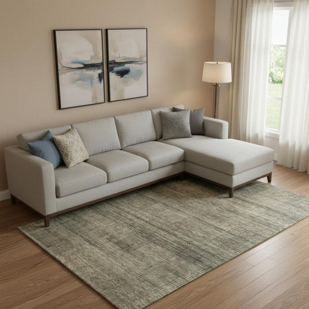 HomeRoots 9' X 12' Stylish Brown Beige & Gray Striped Area Rug - Durable, Washable, UV Protected for Homes 666457