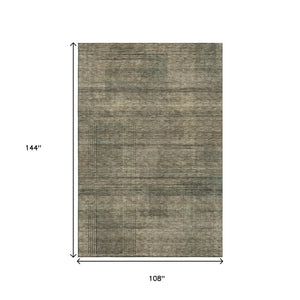 HomeRoots 9' X 12' Stylish Brown Beige & Gray Striped Area Rug - Durable, Washable, UV Protected for Homes 666457