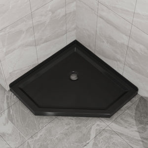 English Elm Goodyo Neo-angle Corner Shower Base Acrylic Abs Matte Black Low Profile Design D163147917