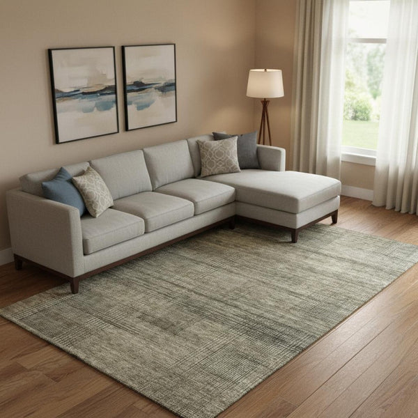 HomeRoots 10' Striped Washable Area Rug in Brown, Beige & Gray - UV Protection for Easy Care & Durability 666458