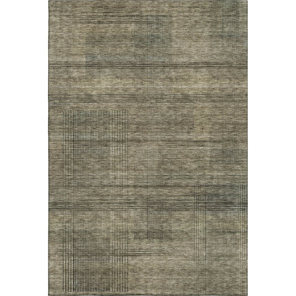 HomeRoots 10' Striped Washable Area Rug in Brown, Beige & Gray - UV Protection for Easy Care & Durability 666458