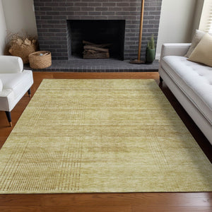 HomeRoots 5' X 8' Gold And Beige Striped Washable Area Rug – UV Protected, Stain Resistant, Durable Style! 666460