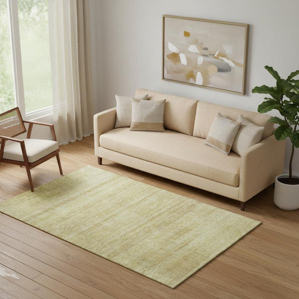 HomeRoots 5' X 8' Gold And Beige Striped Washable Area Rug – UV Protected, Stain Resistant, Durable Style! 666460