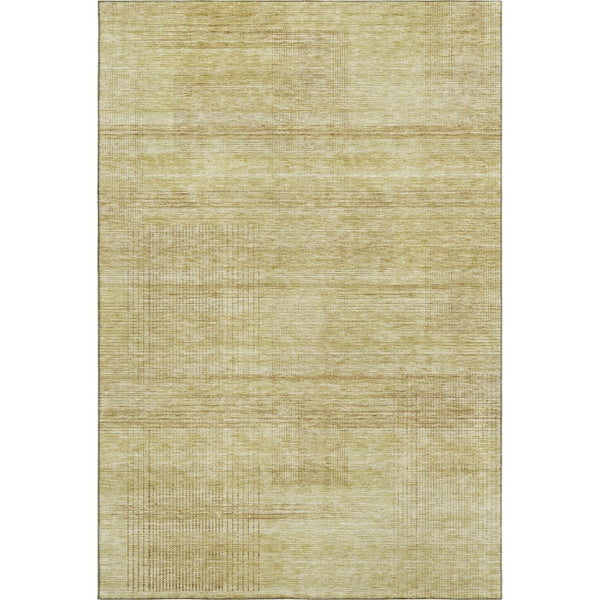 HomeRoots 8' X 10' Gold & Beige Striped Washable Area Rug - Durable, UV-Protected Design for Busy Homes! 666462