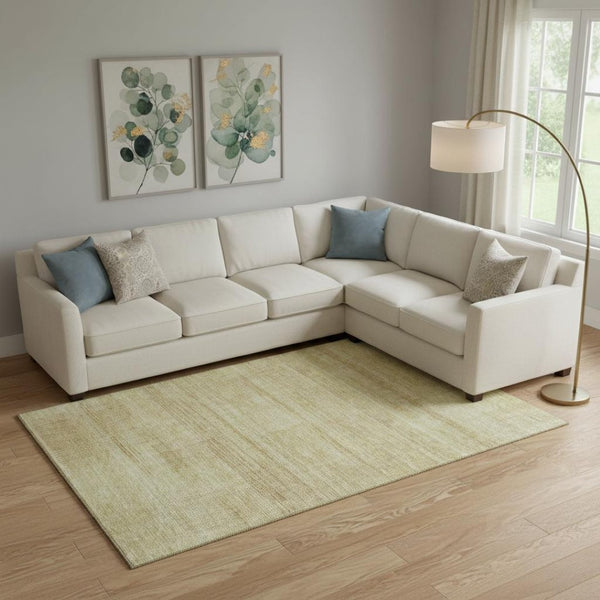 HomeRoots 8' X 10' Gold & Beige Striped Washable Area Rug - Durable, UV-Protected Design for Busy Homes! 666462