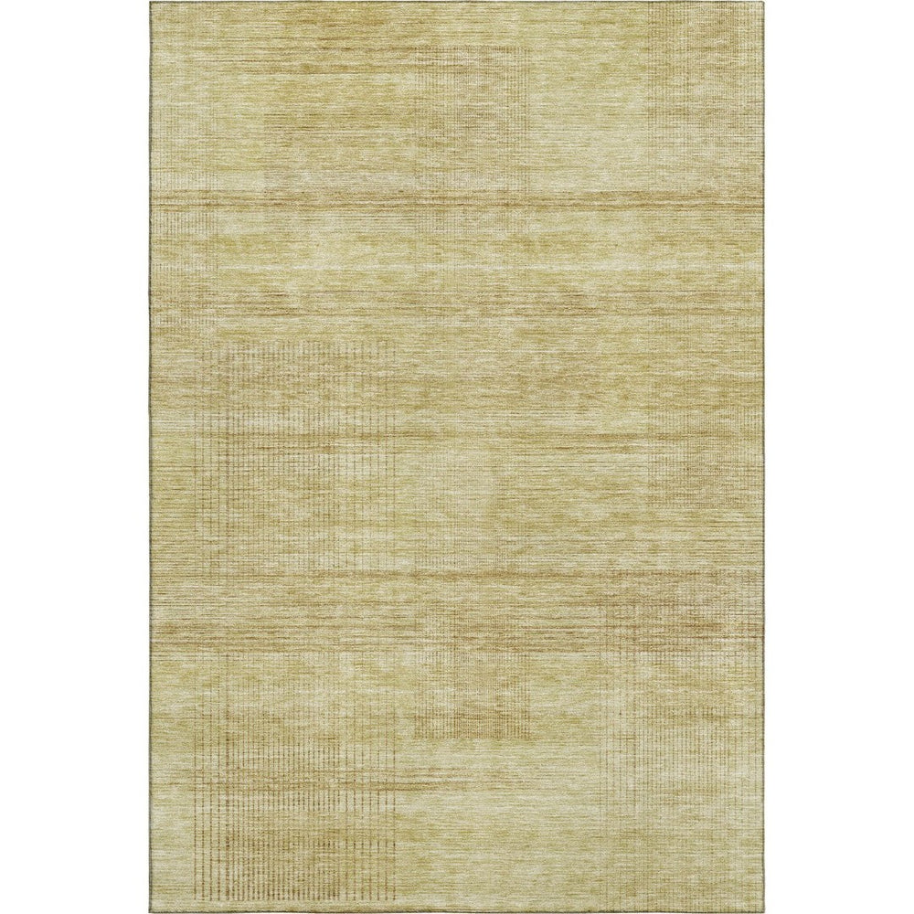 HomeRoots 9' X 12' Gold and Beige Striped Washable Area Rug with UV Protection for Stylish, Durable Living Spaces 666463