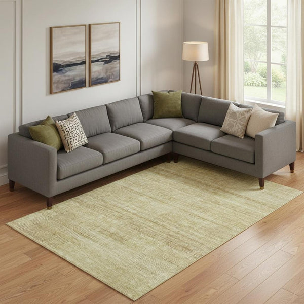 HomeRoots 9' X 12' Gold and Beige Striped Washable Area Rug with UV Protection for Stylish, Durable Living Spaces 666463