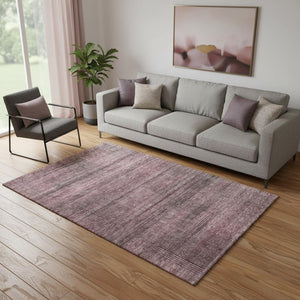HomeRoots 5' X 8' Merlot & Gray Striped Area Rug - Washable, UV Protected, Durable Design for Family Spaces 666472