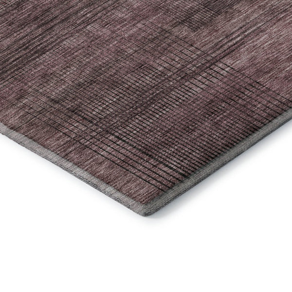 HomeRoots 8' X 10' Striped Washable Area Rug in Merlot & Gray - Durable, UV-Protected, Stain-Resistant Design 666474