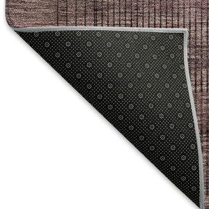 HomeRoots 9' X 12' Stylish Merlot and Gray Striped Area Rug - Washable, UV Protected, Stain Resistant Design 666475