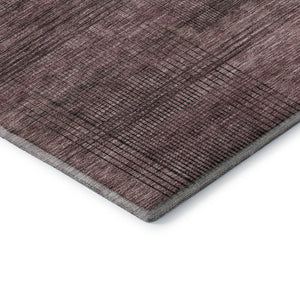 HomeRoots 9' X 12' Stylish Merlot and Gray Striped Area Rug - Washable, UV Protected, Stain Resistant Design 666475