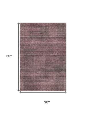 HomeRoots 9' X 12' Stylish Merlot and Gray Striped Area Rug - Washable, UV Protected, Stain Resistant Design 666475