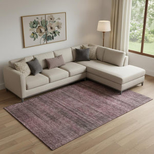 HomeRoots 9' X 12' Stylish Merlot and Gray Striped Area Rug - Washable, UV Protected, Stain Resistant Design 666475