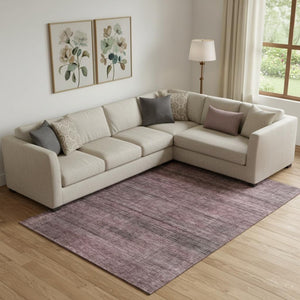 HomeRoots 10' X 14' Merlot and Gray Striped Washable Area Rug - Durable, Stain Resistant, UV Protected Style! 666476