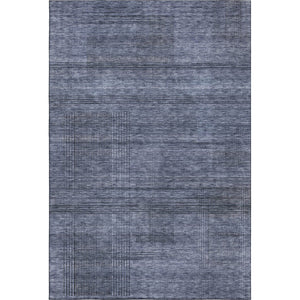 HomeRoots 5' X 8' Stylish Navy Blue and Gray Striped Area Rug with UV Protection for Pets and Kids' Safety 666478